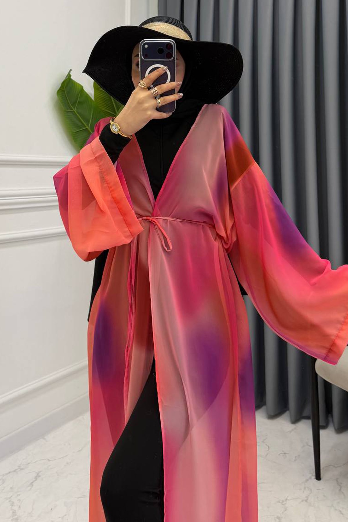DESENLİ UZUN PAREO AÇIK PEMBE