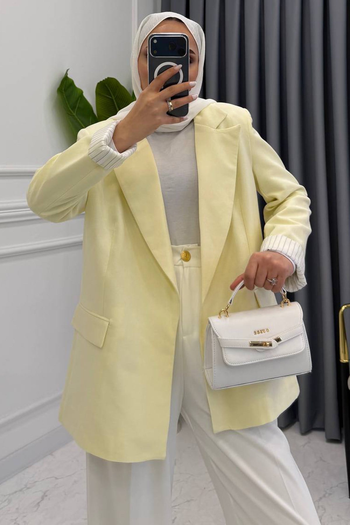 KETEN BLAZER CEKET SARI