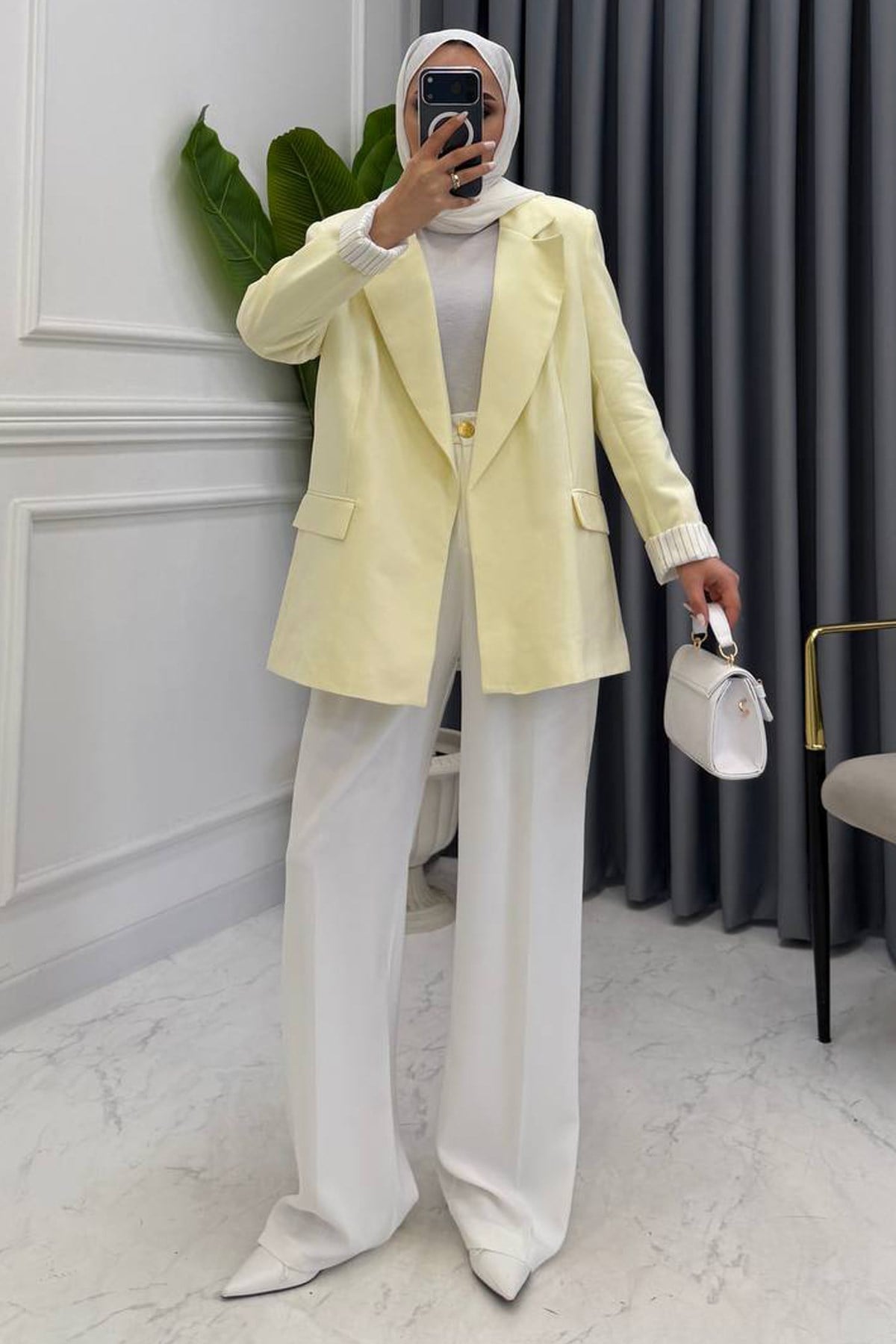 KETEN BLAZER CEKET SARI