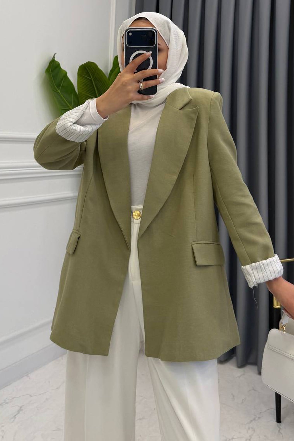 KETEN BLAZER CEKET MİNT